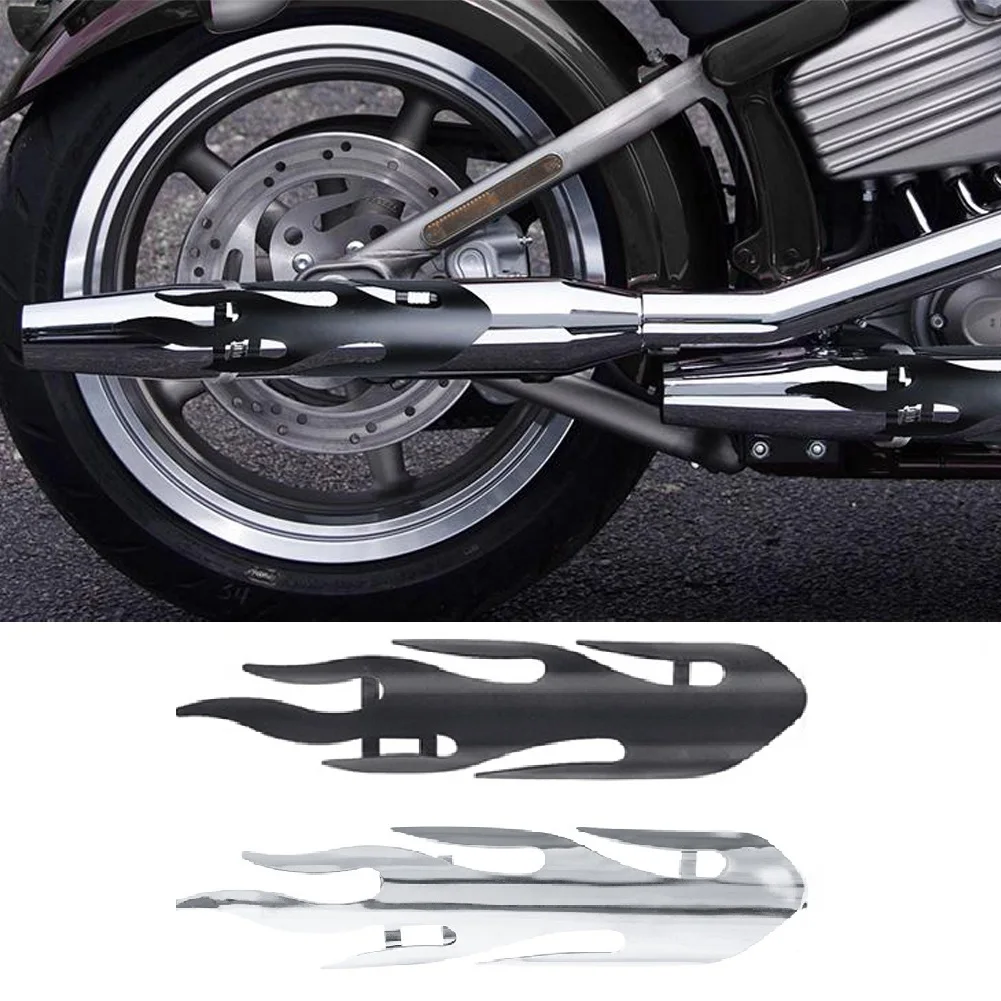 1PC Retro Flame Style Motorcycle Exhaust Muffler Pipe Heat Shield Cover Protector Iron For Choppers Cruisers