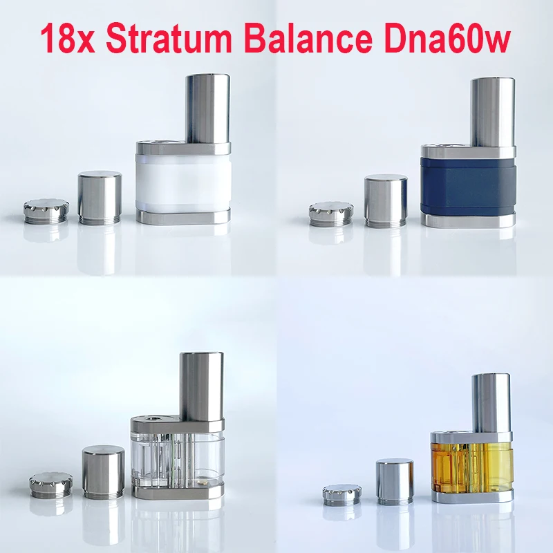 Vape 18x Stratum Balance Style DNA 60W TC VW Box Mod فضي شفاف تمامًا متوافق مع رذاذ بقطر 24 مم #6
