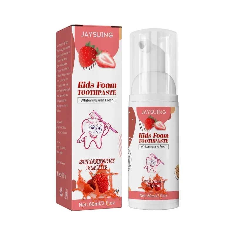 Creme dental de espuma infantil, limpeza dos dentes, remoção de manchas amarelas, clareamento, clarear, anti-cavidade, sabor a frutas, pressionado Mousse