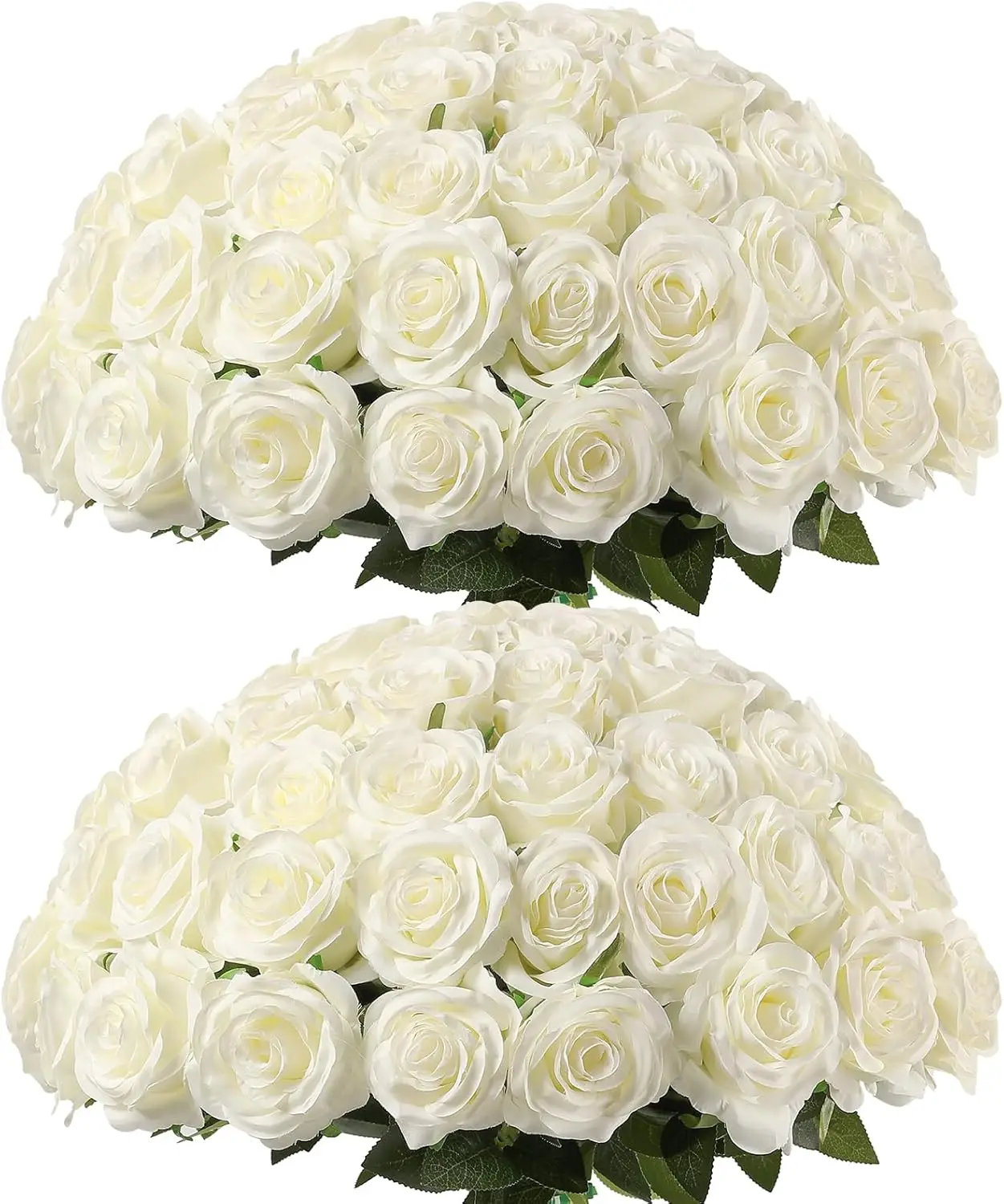 

60 Pcs White Roses Artificial Flowers Bulk, Silk Roses with Stem Realistic White Artificial Roses for Decoration DIY Wed