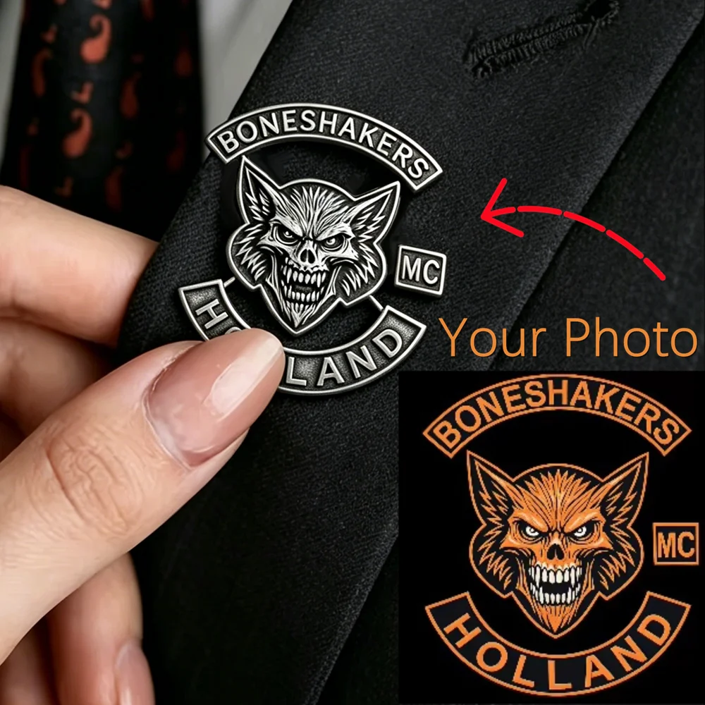 Custom MC Picture Engrave Brooch For Women Men Fashion Creativity Stainless Steel Company farm Logo Pattern Badges Jewelry Gifts