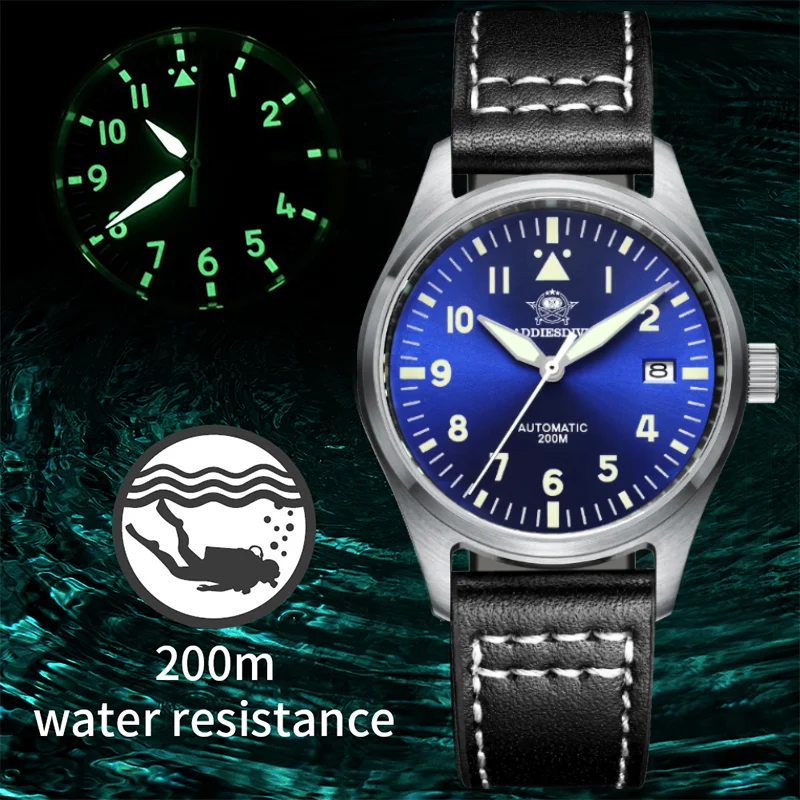 

ADDIESDIVE Automatic Mechanical Watches with Blue/Black/Green Dail 200m Dive Luminous Watches Sapphire Steel WristWatches