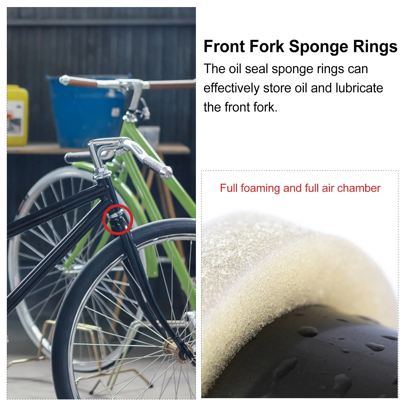 

4 set Bicycle Maintenance Sponge Rings 8 Oil Seal Sponges 4 Red Circles Front Fork Protection Fork Absorption Sponge For