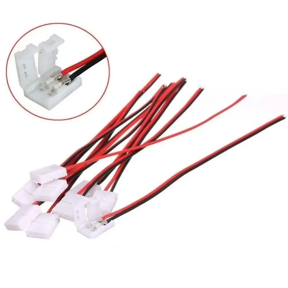 No Soldering 2 Pin LED Strip Connector Single Head Quick Connection Solder Free LED Strip Adapter 8mm 10mm Power Wire Connector