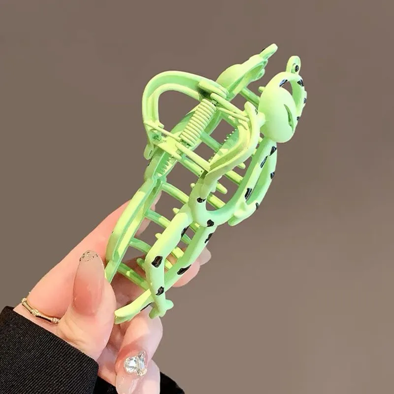 1PC جديد مضحك الضفدع مشبك شعر كبير الحجم مشبك شعر كليب متعة الخلفية المعادن القرش كليب #4