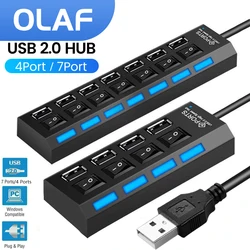 OLAF usb-хаб 2,0 4/7 портов разные расширители USB 2,0 концентратор с переключателем разветвитель с несколькими USB-портами Используйте адаптер питания аксессуары для компьютера