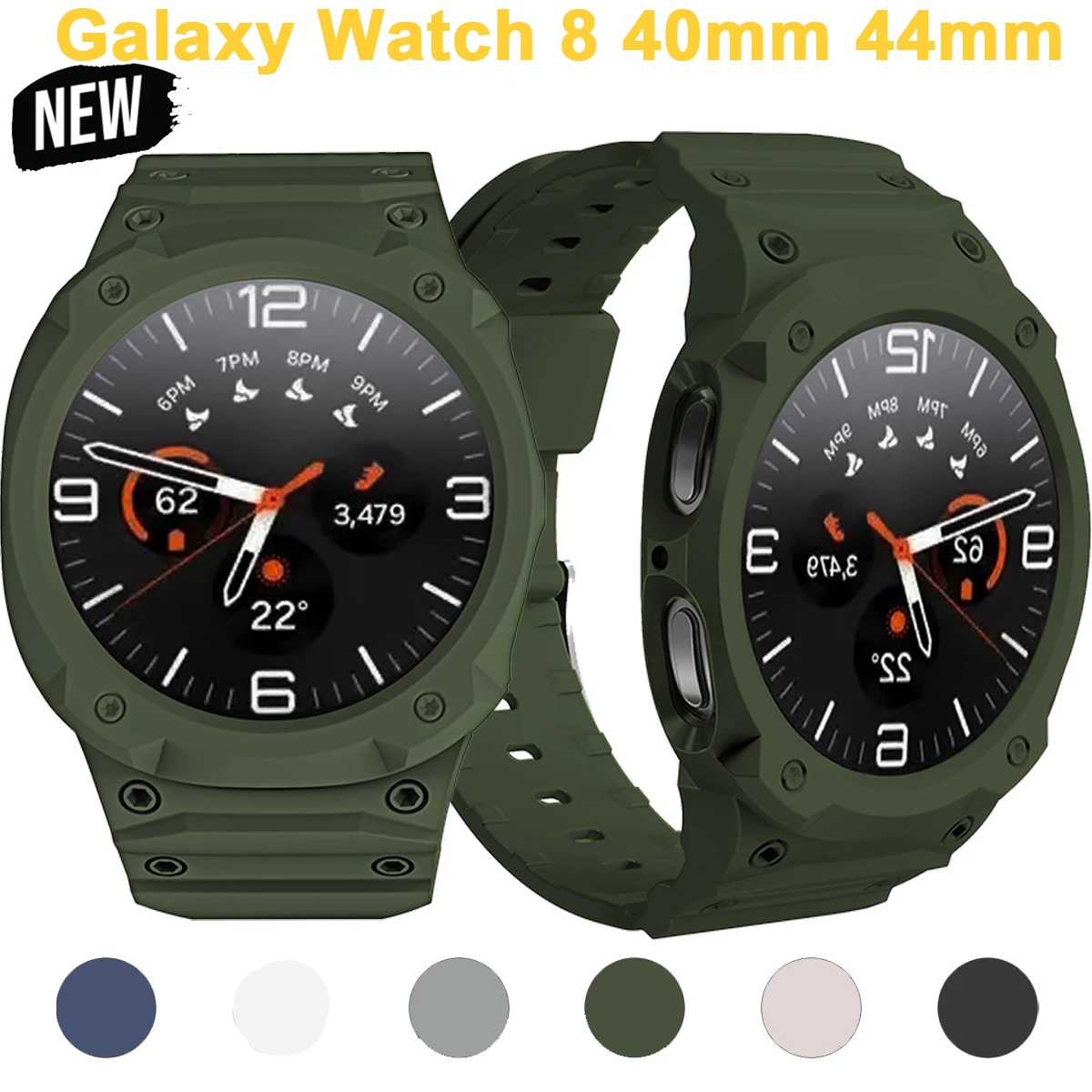 

Silicone Strap Case For Samsung Galaxy Watch 8 40mm 44mm Band Bracelet Wristband for Galaxy Watch 8 TPU Protect Cover Integrated