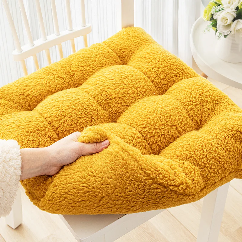 Thickened Lamb Velvet Chair Pad Office Sitting Butt Pad Home Use Student Stool  Pad Winter Warm Cozy Soft Cushion Cover