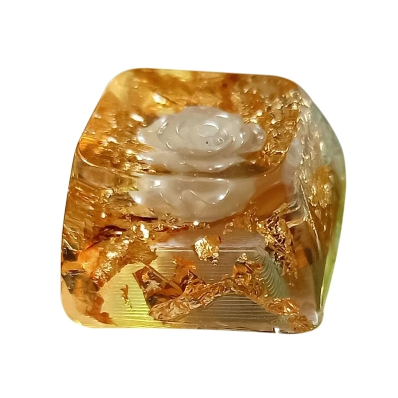 Camellias Resins Keycap Flower Pattern Clear Keycap for Mechanical Keyboards N2UB