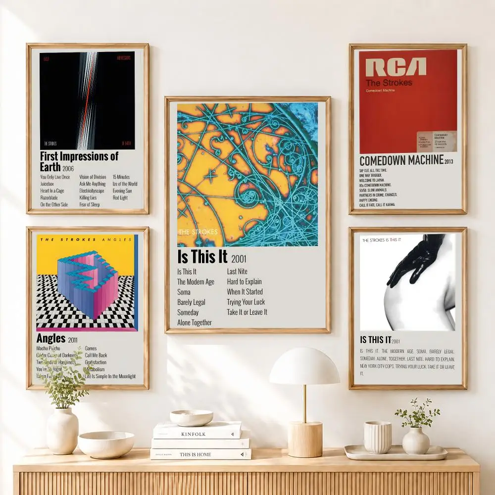 Rock Band The S-Strokes Album Poster Home Living Bed Room Bar Hallway Sticky Wall Art Printing Aesthetic Decor