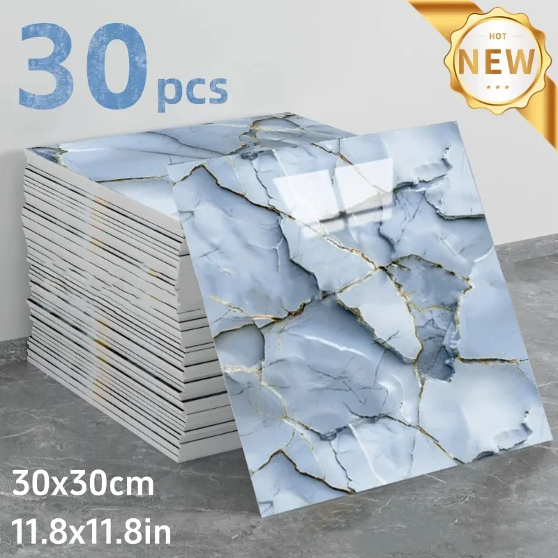 

Light Blue Crushed Stone Texture Wall Stickers Imitate Marble Self-adhesive Foam Wallpaper Backsplash for Kitchen Bathroom Wall