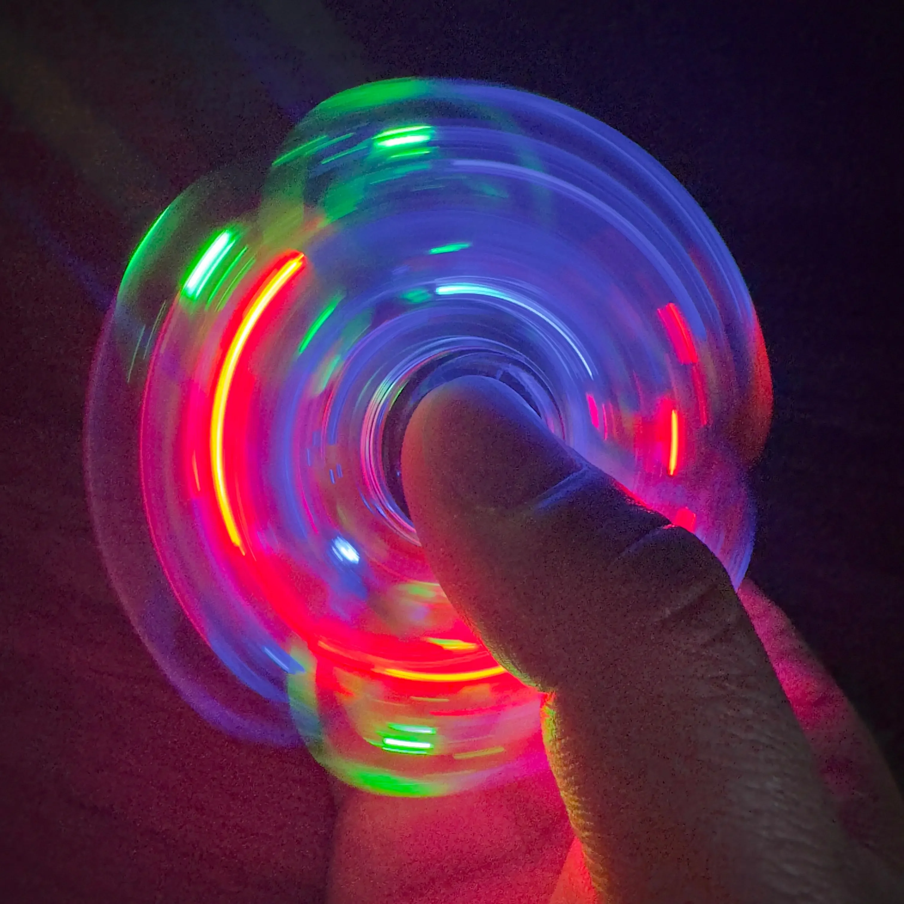 Transparent Crystal Fingertip Gyro Light Luminous Colorful Luminous Finger Pressure Reduction Anti-stress Adults Noctilucent Toy