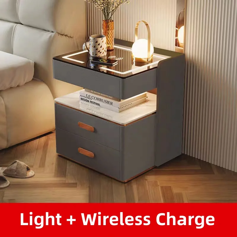 طاولة بجانب السرير حديثة وبسيطة وشحن لاسلكي وخزانة بجانب السرير الذكية لاستخدام غرفة النوم والمنزل أو الشقة #3
