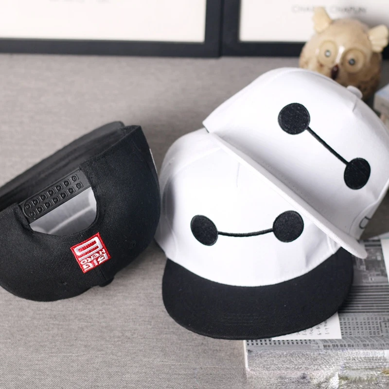 Disney Big Hero 6 Baymax Hats Hip Hop Hat Cartoon Flat Album Cap Street Dance Bonnets Parent-child Anime Apparel Accessories