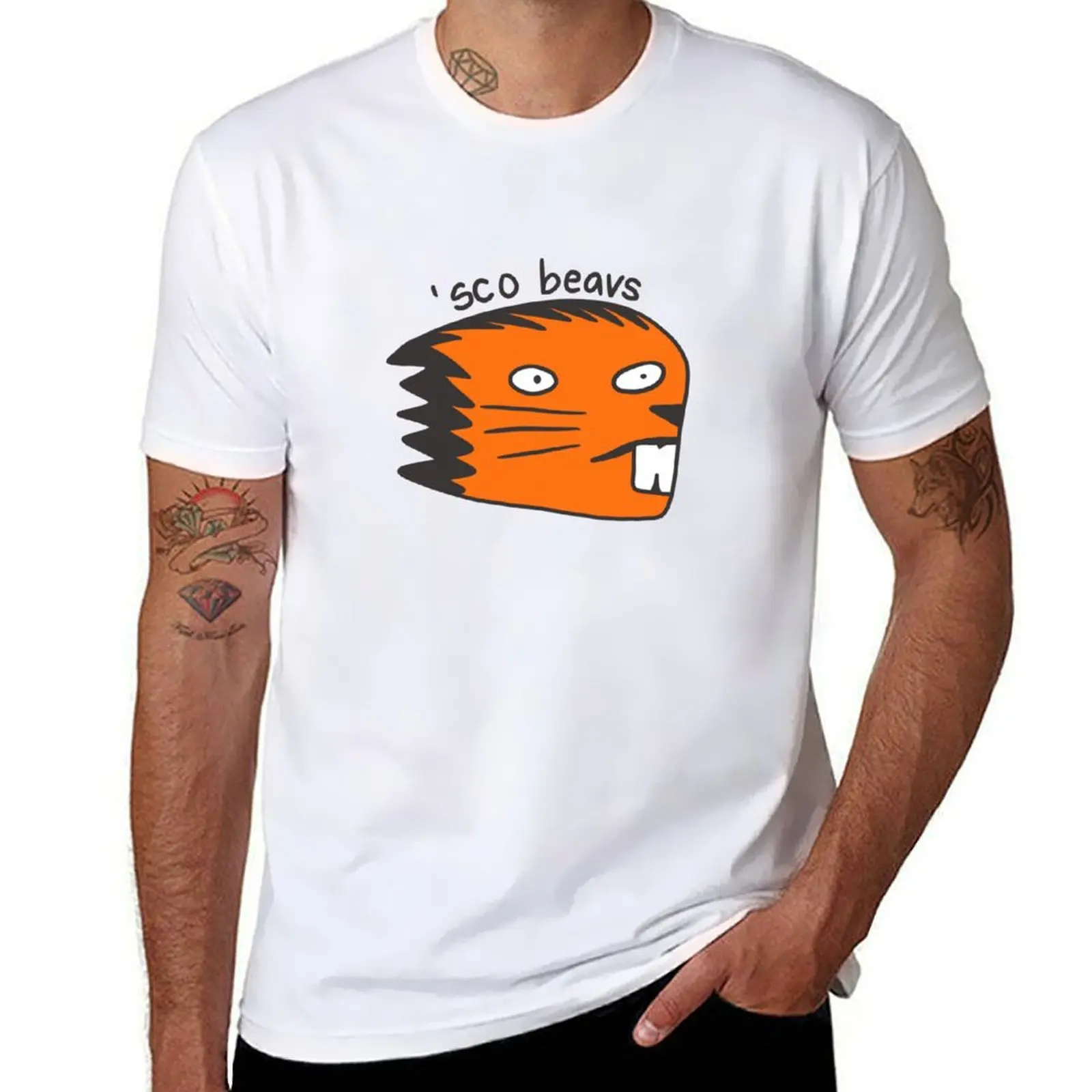 

Poorly Drawn OSU Beaver T-Shirt funny t shirts cotton t shirts for man slim fit man t shirt cotton high quality T-shirt
