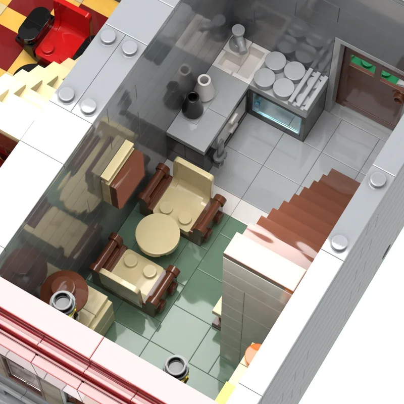 2903 Uds. Moc arquitectura Modular Bar y apartamento vista a la calle juego de bloques de construcción ladrillos de montaje juguetes niños DIY regalos educativos