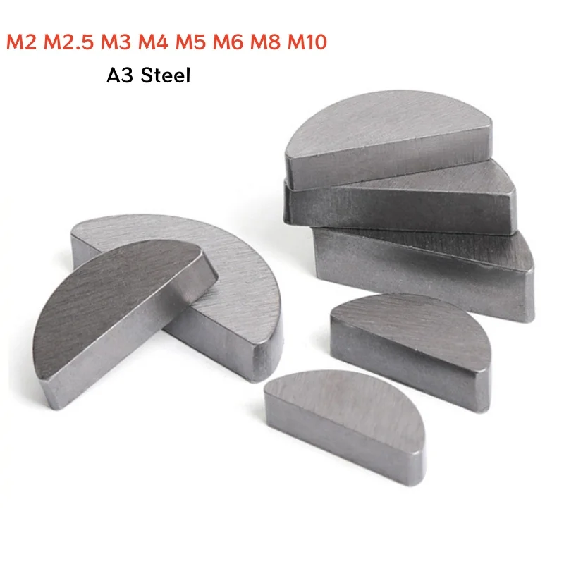 5~100pcs M2 M2.5 M3 M4 M5 M6 M8 M10 A3 Carbon Steel Woodruff Keys Metal Flat Semi-circular Half-Moon Bond Key