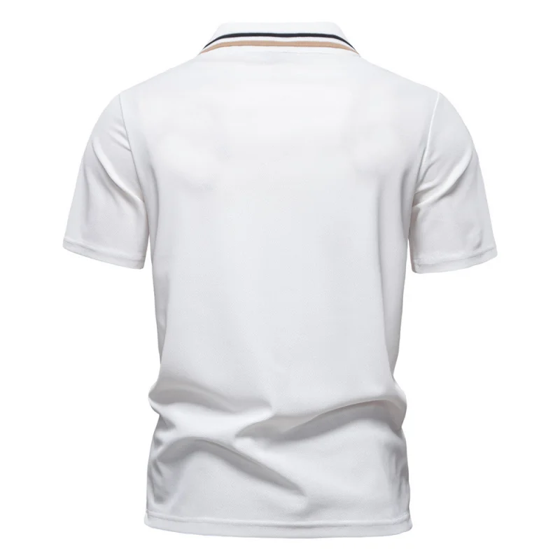 

2025Summer New Short SleevePOLOMen's Striped Turn-Down Collar Business Casual Short Sleeve ShirtPOLOMen's Top
