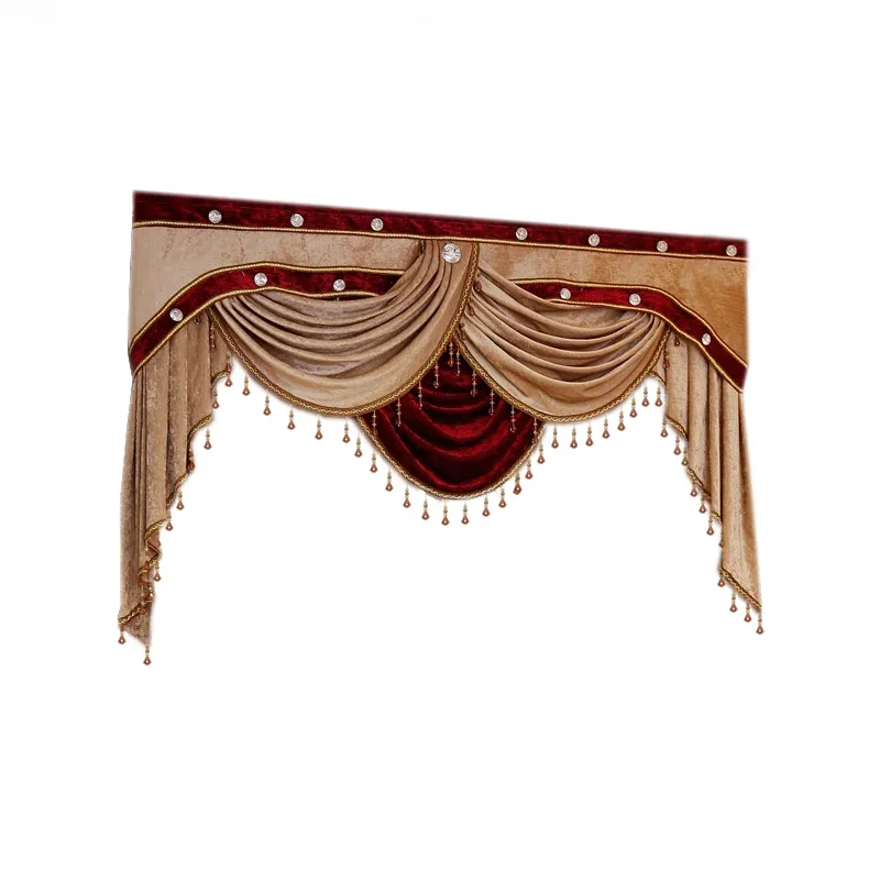 Custom European Luxury Valances for Curtain Tops Window Curtains Valance for Living Dining Room Bedroom Hotel Apartment Villa