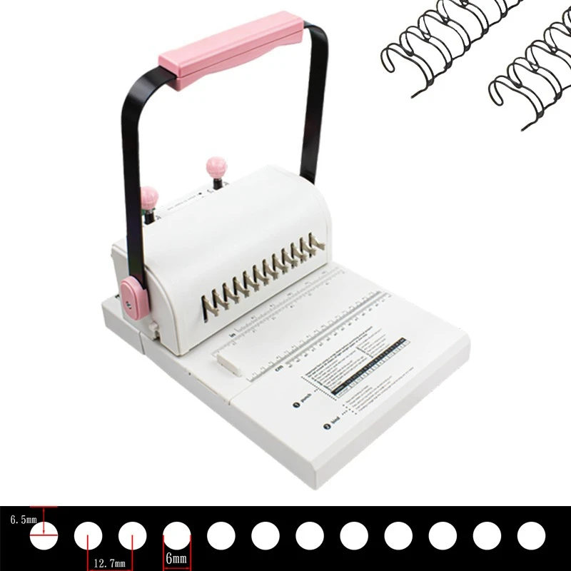 Iron Ring Binding Machine Double Coil Puncher Full-drawing Knife 12-hole Round Hole Punching Loose-leaf Binding Machine