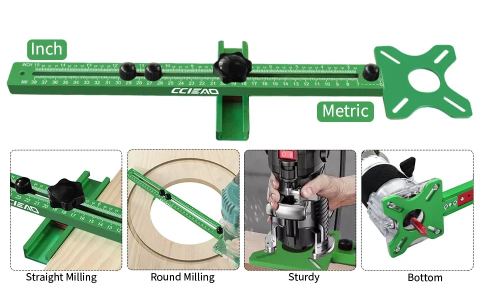 Three in One Cutting Fixture Adjustable Planer Circular Cutting Guide Cabinet Hardware Fixture Router Milling Groove Bracket