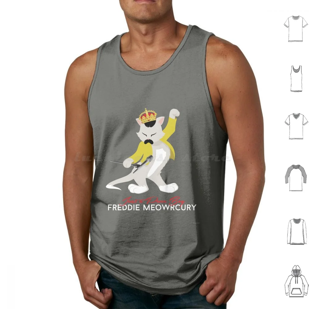 Freddie Meow Tank Tops Vest Sleeveless Freddie Queen God Save The Queen Cat Kitty Meow Purr Purr Boy Fun Funny Parody