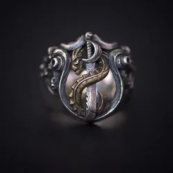 Personalized Index Finger Ring Male Jewelry Adjustable Fashion 925 Silver Ring For Men Snake Design Hollow Lines Accessories