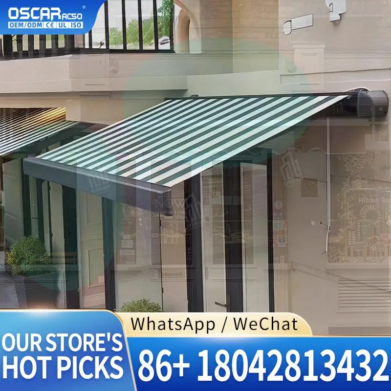 Outdoor All Season Motorized Retractable Full Cassette Awning High Quality Sunshade for Patio Garden Balcony Retractable Awning