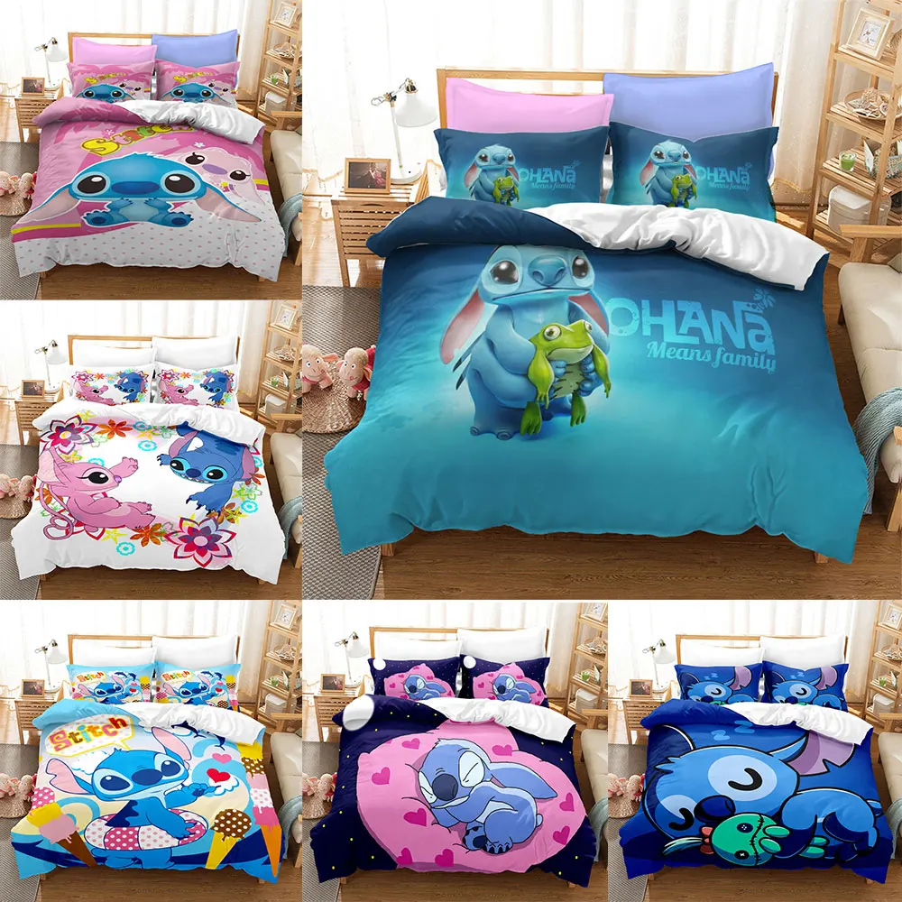 

Stitch Bedding Sets Comforter Quilt Bed Cover Duvet Cover Pillow Case 2-3 Pieces Sets Kids Adult Bedroom Decoration