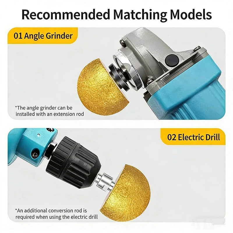 

M14 Brazing Diamond Mushroom Head Grinding Bit, Stone Hole Opener for Pebble Flower Pot Making, Granite Marble Polishing Tool