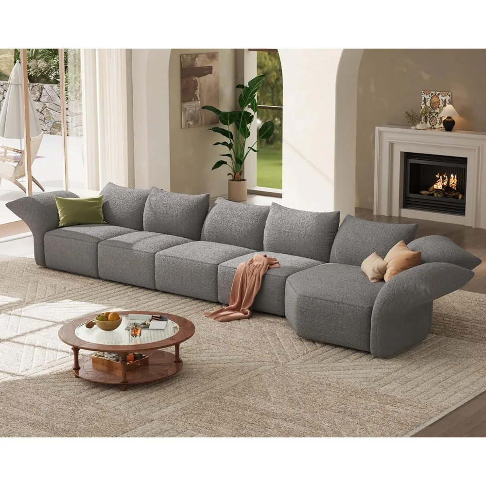 118 Inch Sectional Couch,4 Seats L Shaped Sofa- Modular Sectional Sofa, Modern Sofa- Adjustable Arm and Backrest, Home Furniture