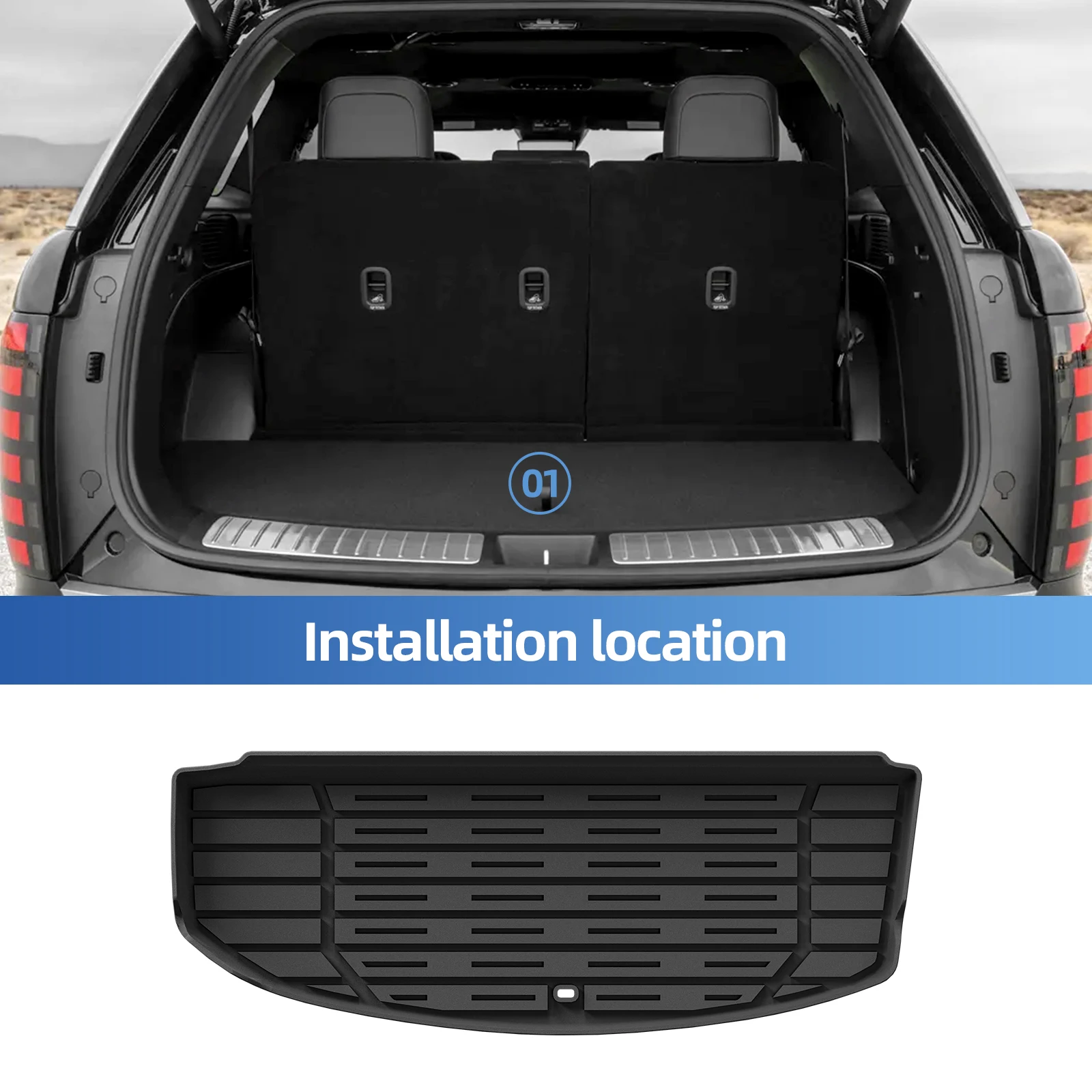 LUCKEASY for Hyundai Palisade 2026 7 Seat Rear Trunk Mat Cargo Liner Accessories The Third Row Seat Backrest Mat Protective Pad