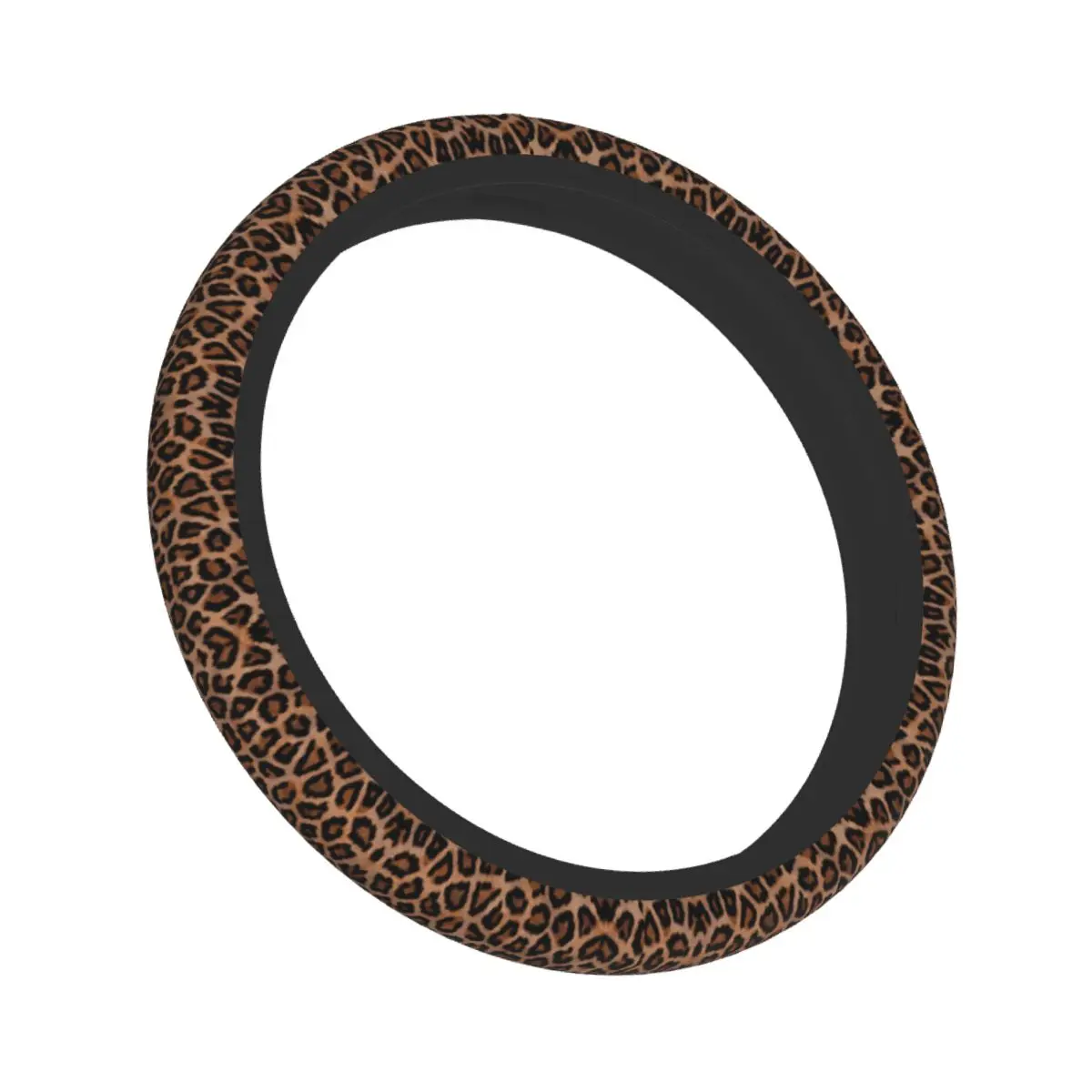 38cm Car Steering Wheel Cover Leopard Print Leopard Skin Steering Wheel Protective Cover Anti-slip Fashion Car Accessories