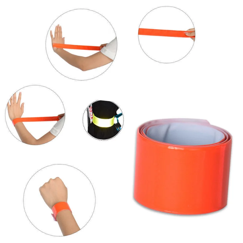 2Pcs 40CM Reflective Wristband Slap Band Bracelets Promotional Gifts for Man Woman Armband For Running Sports Safety visibility