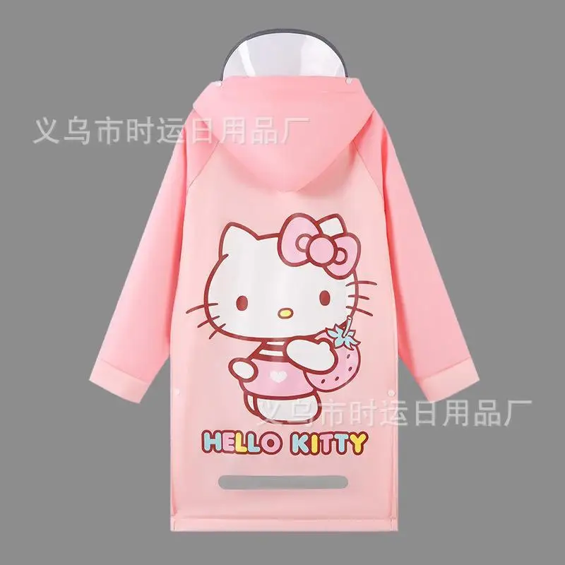 

Sanrio Children Cartoon Raincoat Rain Gear Kuromi Student Withwith Schoolbag Position Water Proof Anime Kawaii Raincoat