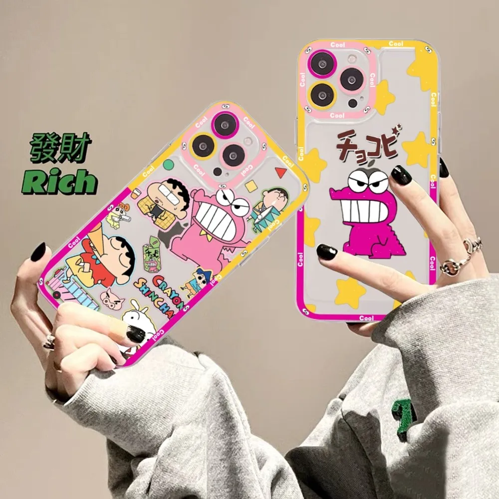 Cute-S-Shin-Boys-C-Chan-Anime-Crayon Phone Case For iPhone 15 13 14 Pro Max XS XR 12 11 Pro 13 Mini Soft Clear Back Cover