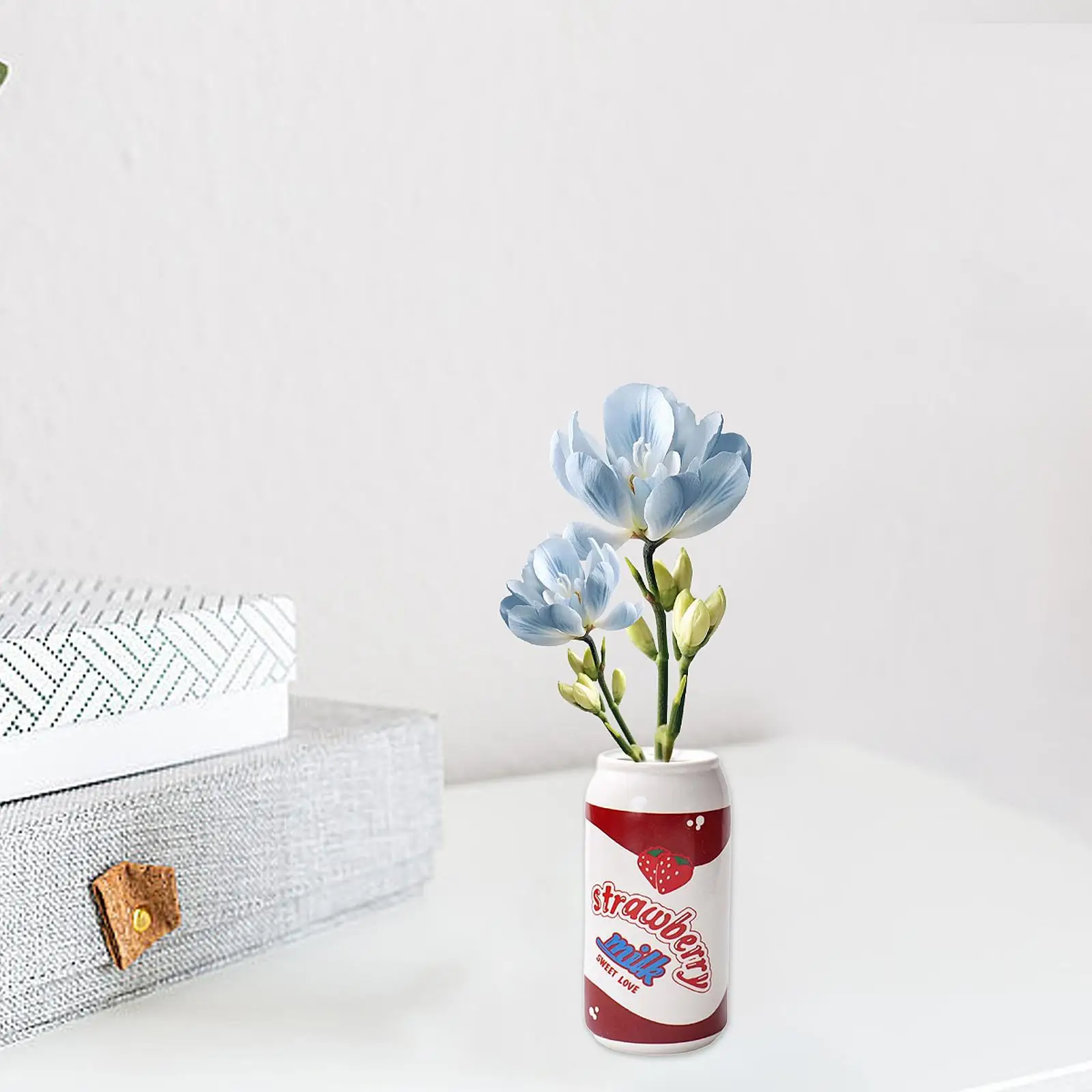 Cute Ceramic Soda Can Vase Small Table Decoration Paint Brush Holder Elegant Ornament for Living Room Office Shelf