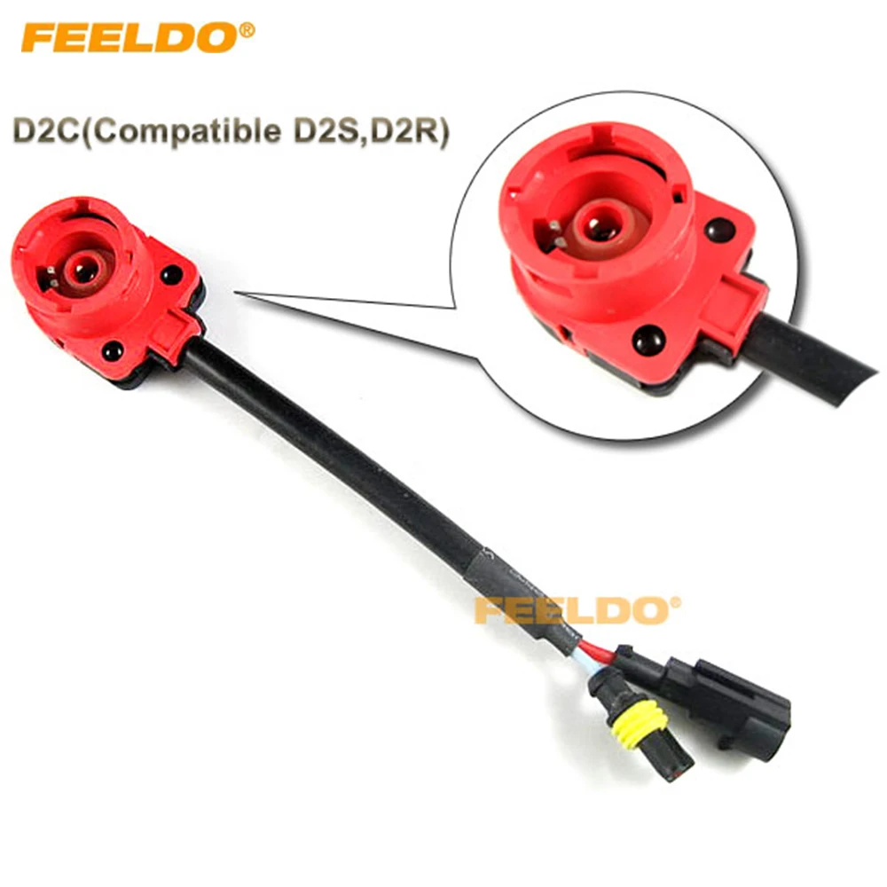 

FEELDO 1PC Car HID Xenon Bulb D2S/D2R/D2C Wiring Harness Socket Adapters #HQ2080
