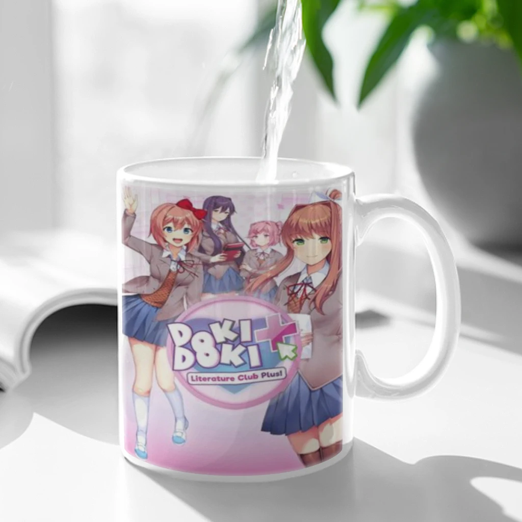 DDLC D-Doki L-Literature Ceramic Mug Cute Coffee Tea Milk Stave Mugs And Cups with Handle Novelty Gifts