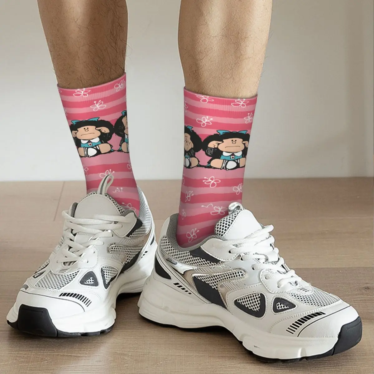 Pink Mafalda Unisex Sock Funny Socks Men 3D Printed Casual Crazy Socks