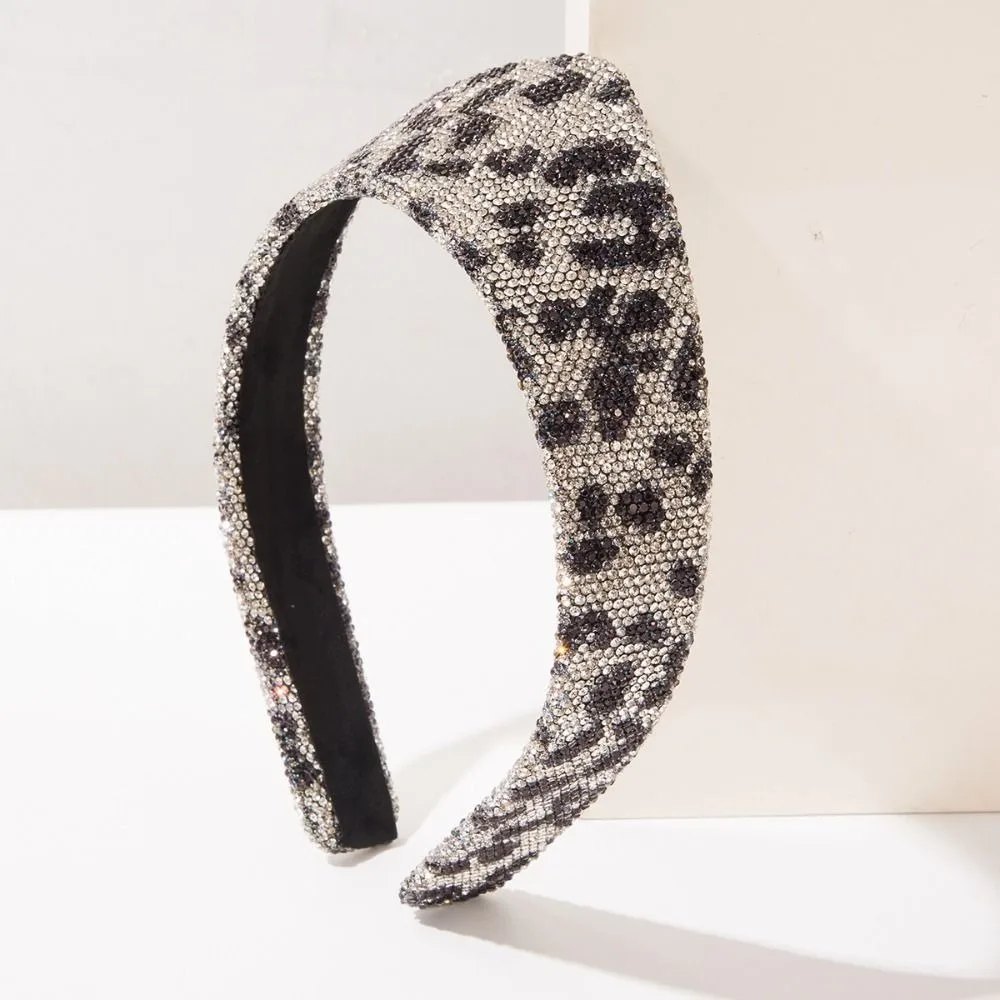 Elegant Crown Headband Leopard Print Baroque Sponge Hairband European American Style Headwear Vintage Hair Accessories Party