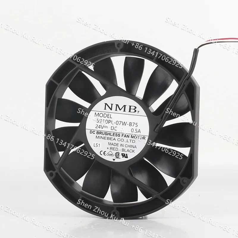 New NMB 24V 17CM temperature-controlled 0.5A 170X150X25MM ultra-thin cabinet 5910PL-07W-B75 17025 cooling fan