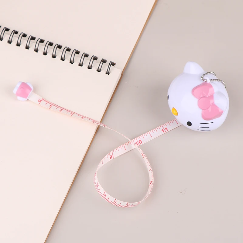 Hello Kitty Soft Ruler Body Measuring Ruler Cute Key Pendant Backpack Pendant Double-sided Ruler Retractable Sewing Tool Gift