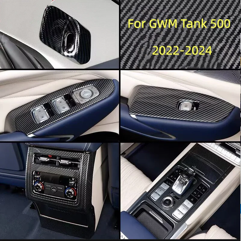 LHD For GWM Tank 500 Great Wall 2022 -2024 accessories Carbon car Rear air conditioning outlet decorative panel ABS wood grain