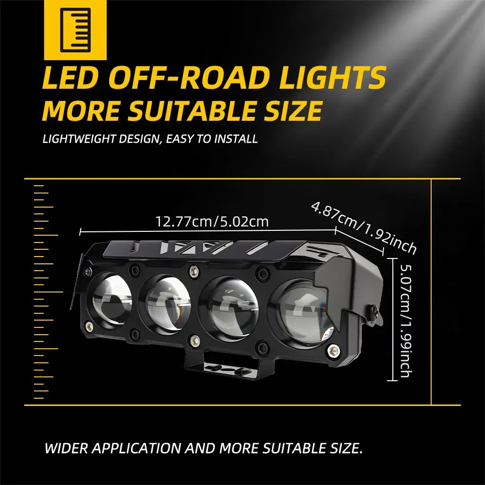TCYATO Motorcycle LED Spotlight Dual Color Fog Lamps for Car Trucks Mini Lens Headlight Driving Light motorcycle accessoriesO
