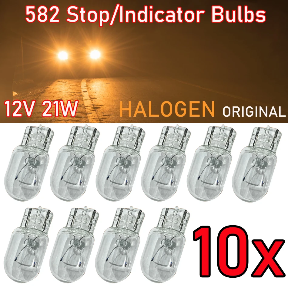 10 X 582 382 Capless Wedge Brake Stop Tail Bulbs Bulb 12v 21w Car 7575