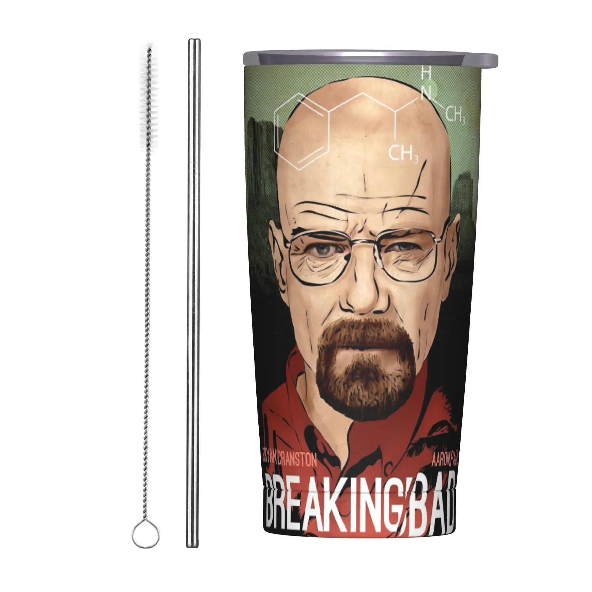 Breaking Bad New Mexico Insulated Tumbler with Straws Lid Heisenberg Stainless Steel Coffee Mugs Double Wall  Bottle Cup, 20oz