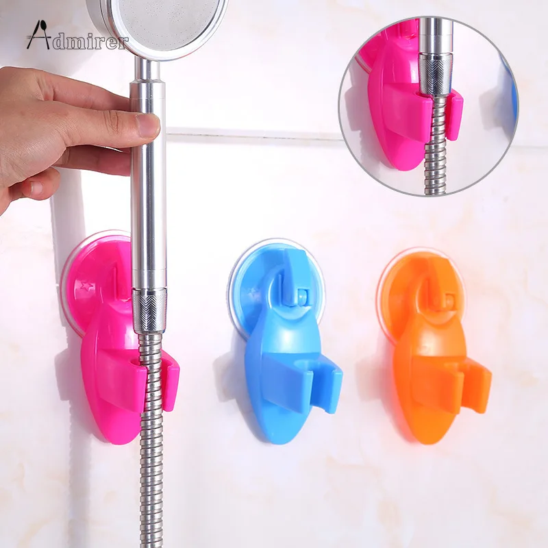 1pc 6 Colors Bathroom Shower Head Bracket Holder Plastic Wall Mounted Punch-free Shower Mounting Brackets With Powerful Sucker