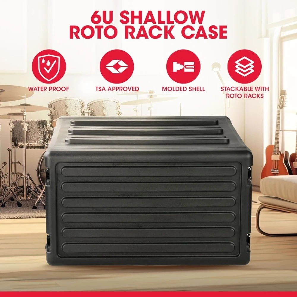 Waterproof 6U Roto Rack Case Stackable Polyethylene Gear Protector with Twist Latches