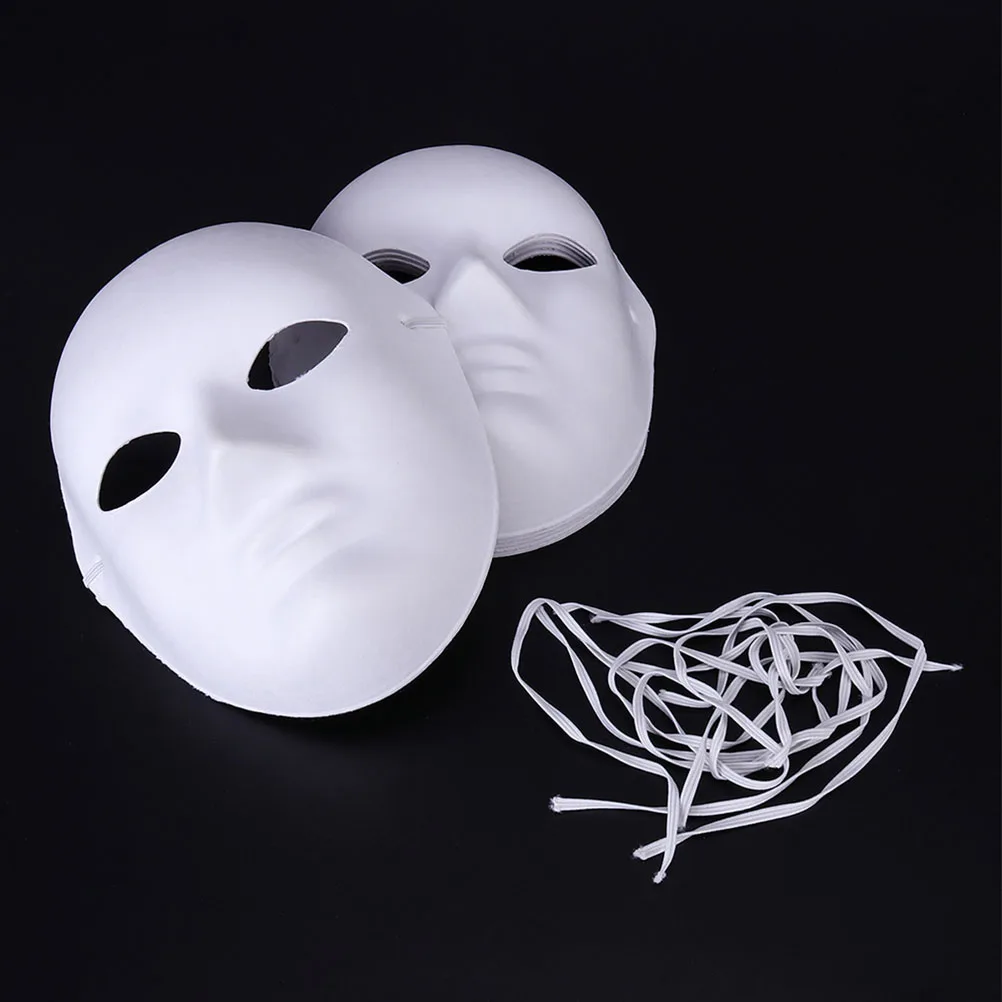 10 pezzi maschera vuota maschere di carta maschera verniciabile fai da te maschera bianca pianura maschera costume puntelli per feste in maschera 2024 nuovo